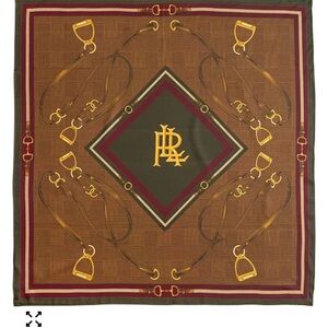 New Lauren Ralph Lauren Equestrian Belting Motif and Glenplaid Silk Square Scarf